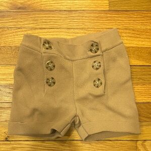 Sweet Threads Tan Knit Button-Front Toddler Shorts - 2Y